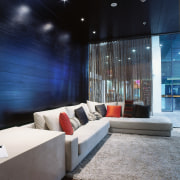 view of the richly furnished guest reception area, architecture, ceiling, interior design, living room, lobby, room, wall, blue, black