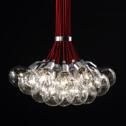 A view of a light by YLighting. - chandelier, light fixture, lighting, black