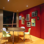 A view of the dining room area, wooden ceiling, furniture, interior design, real estate, room, table, wall, brown