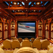 view of this home theatre with a 1930s auditorium, conference hall, function hall, interior design, theatre, red