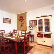 Dining room with timber table and ladder back dining room, furniture, interior design, kitchen, real estate, room, table, white