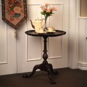 Mahogany Chippendale occasional table with round top and end table, furniture, table, orange, black