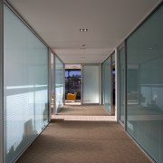 A view of the offices, brown carpet, glass architecture, glass, house, interior design, window, gray, black