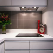 view of the smeg electric hob and powerpack countertop, interior design, kitchen, product design, sink, tile, gray