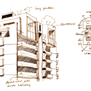 A sketch of the apartments. - A sketch architecture, design, diagram, drawing, font, line, product design, sketch, structure, text, white