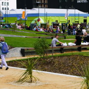 View of walkways and gardens in inner city grass, landscape, lawn, plant, recreation, sports, tree, brown