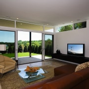 view of the floor to ceiling  sliding house, interior design, living room, property, real estate, room, window, gray