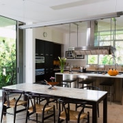 view of the kitchen featuring ebonized wenge cabinets, countertop, cuisine classique, interior design, kitchen, real estate, white, gray