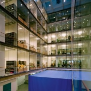 A viewof the various floors. - A viewof architecture, ceiling, daylighting, glass, interior design, lobby, brown