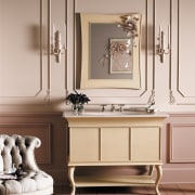 A view of a vanity by Kohler - bathroom, bathroom accessory, bathroom cabinet, cabinetry, chest of drawers, floor, furniture, home, interior design, room, sink, gray