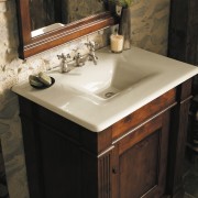 A view of a vanity by Kohler. - bathroom, cabinetry, countertop, plumbing fixture, room, sink, black