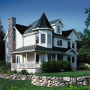 view of this house featuring crane board performance architecture, building, cottage, elevation, estate, facade, farmhouse, historic house, home, house, mansion, neighbourhood, property, real estate, residential area, roof, siding, suburb, window, black