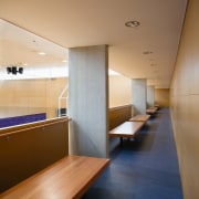 A view of a gym built by Aspec apartment, architecture, ceiling, daylighting, floor, house, interior design, wood, brown