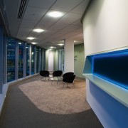 A view of the Microsoft headquarters. - A architecture, interior design, office, real estate, blue