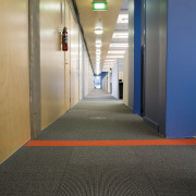 A view of a Trox floor defuser. - architecture, daylighting, floor, flooring, interior design, lighting, structure, gray, black