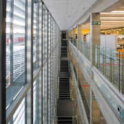 A interior view of the Waitakere Civic Centre. architecture, building, daylighting, glass, metropolitan area, gray