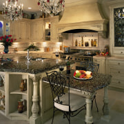 view of this kitchen featuring handcafted cream kitchen countertop, home, interior design, kitchen, room, table, brown
