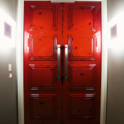 High end apartment.  Inner-city apartments. - High cabinetry, door, interior design, room, red, brown