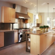 A view of a kitchen designed by Hammersmith. cabinetry, countertop, cuisine classique, floor, flooring, hardwood, interior design, kitchen, property, real estate, room, gray, brown