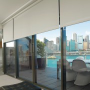 view of the entertaining deck looking over th architecture, condominium, daylighting, door, glass, house, interior design, real estate, shade, window, gray, black