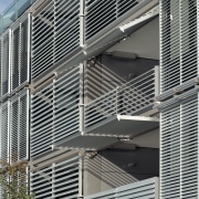 A view o some aluminium louvres from Architectural architecture, building, daylighting, facade, line, structure, window, window covering, gray, black