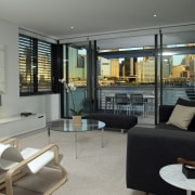 view of the interiorof this saunders wharf apartment interior design, living room, property, real estate, room, gray, black