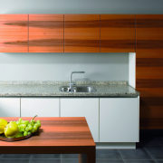 A view of a kitchen by Ashbourne House cabinetry, countertop, floor, flooring, interior design, kitchen, orange, product design, tile, wall, brown, white