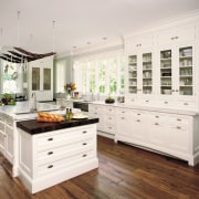 A view of some cabinetry by Christopher Peacock cabinetry, countertop, cuisine classique, floor, interior design, kitchen, room, wood flooring, white