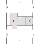 Legend For Plan: 1 bedroom, 2 bathroom, 3 angle, area, design, diagram, drawing, floor plan, furniture, line, pink, product, product design, square, text, white