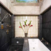 A view of a bathroom designed by David architecture, bathroom, daylighting, estate, home, house, interior design, property, real estate, wall, window, black, white