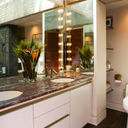A view of a bathroom designed by David bathroom, countertop, home, interior design, room, brown, gray