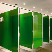 view of the green coloured  glass shower glass, green, interior design, public toilet, toilet, green, gray