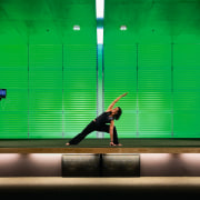 view of the audio system installed by sound fun, green, indoor games and sports, light, lighting, performance, performance art, recreation, stage, green