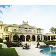 The loggia provides a shaded place for the estate, hacienda, historic house, home, house, landscaping, mansion, official residence, property, real estate, villa, white