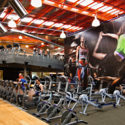 view of the gym work out area in gym, indoor cycling, leisure, physical fitness, room, sport venue, structure, black