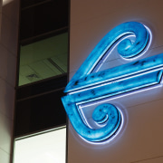 A view of some signage from Lexicon Systems. blue, product design, technology, black