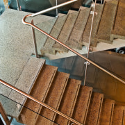 A view of some polished concrete flooring from line, material, metal, wood, brown