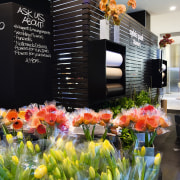 A view of a shop fitout by Espie floral design, floristry, flower, flower arranging, flowering plant, plant, spring, black, gray