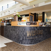 A view of a shop at Sylvia Park cafeteria, food court, interior design, lobby, restaurant, white, brown