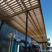 A view of some building materials from Dimond. architecture, building, canopy, daylighting, facade, outdoor structure, roof, shade, structure, brown