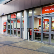 A view of some windows from Origin Windows. outlet store, retail, gray