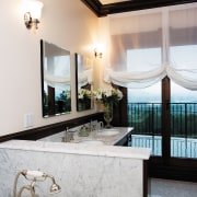 view of the bathroom featuring dual basin vanity, bathroom, ceiling, estate, home, interior design, real estate, room, window, gray