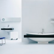view of this bathroom featuring lacava bathroom furnishings angle, bathroom, bathroom sink, bidet, ceramic, furniture, interior design, plumbing fixture, product, product design, tap, toilet seat, white