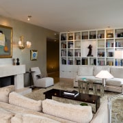 View of the living area featuring white lounge furniture, home, interior design, living room, property, real estate, room, table, gray