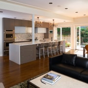 A View of this kitchen and Dining area floor, flooring, home, interior design, kitchen, living room, real estate, room, white