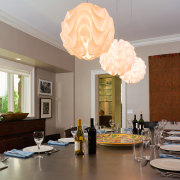 A View of the formal dining room, table ceiling, dining room, furniture, home, interior design, living room, real estate, restaurant, room, table, gray, brown