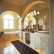 view of the bathroom featuring ARA timber cabinetry cabinetry, ceiling, countertop, cuisine classique, home, interior design, kitchen, real estate, room, window, brown, white