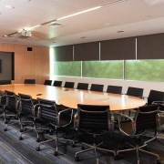 view of this office/meeting room in the new auditorium, conference hall, interior design, table, black, gray