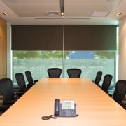 view of this office/meeting room in the new conference hall, interior design, office, orange, black