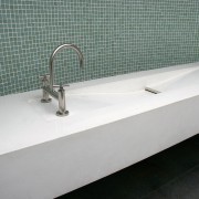 view of this contemporary concrete sink from Dex bathroom sink, floor, plumbing fixture, product design, sink, tap, tile, gray